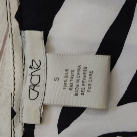 Cache Bold Black & White Silk Top - Picture 6 of 9
